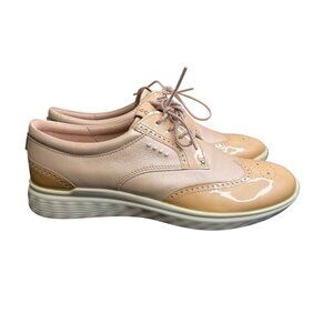 ECCO W Golf S-Classic Rose Dust Rose Pearl Leather Lace-Up Womens US 8 W/Box